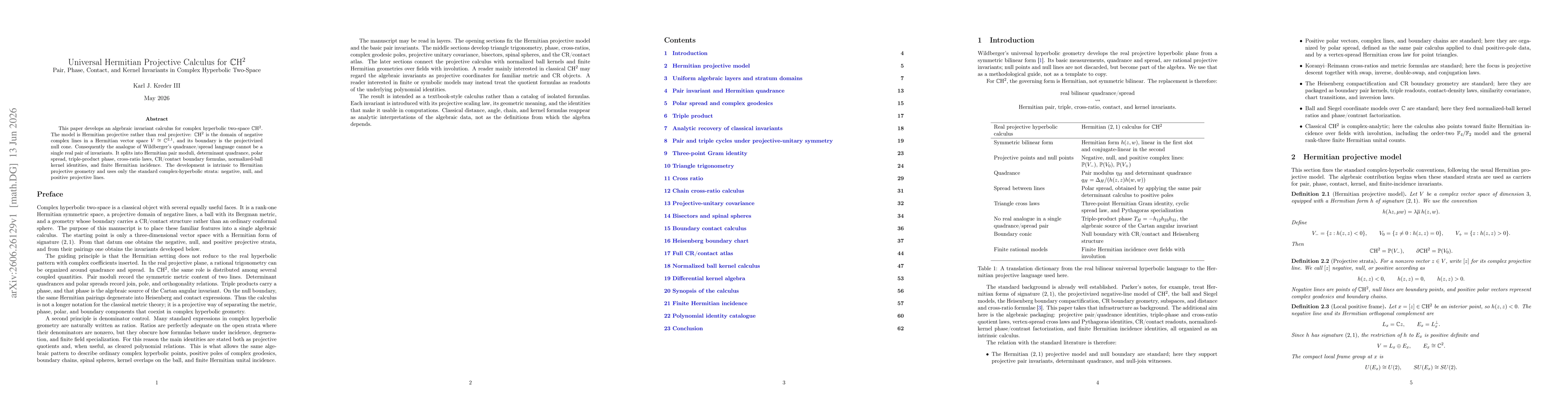 Thumbnail for Universal Hermitian Projective Calculus for CH2