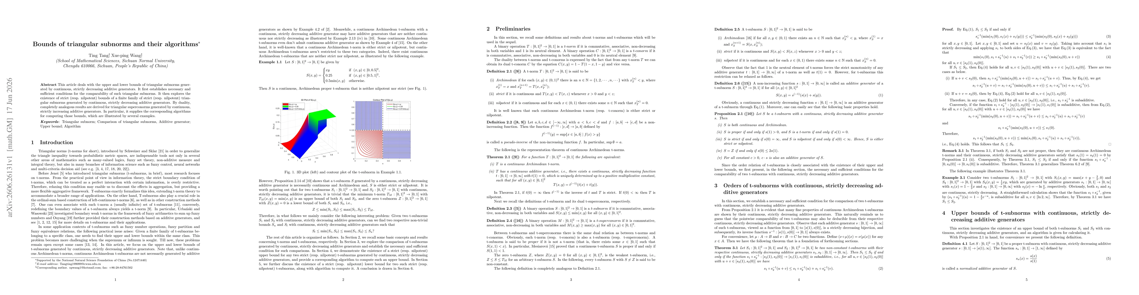 Thumbnail for Bounds of triangular subnorms and their algorithms