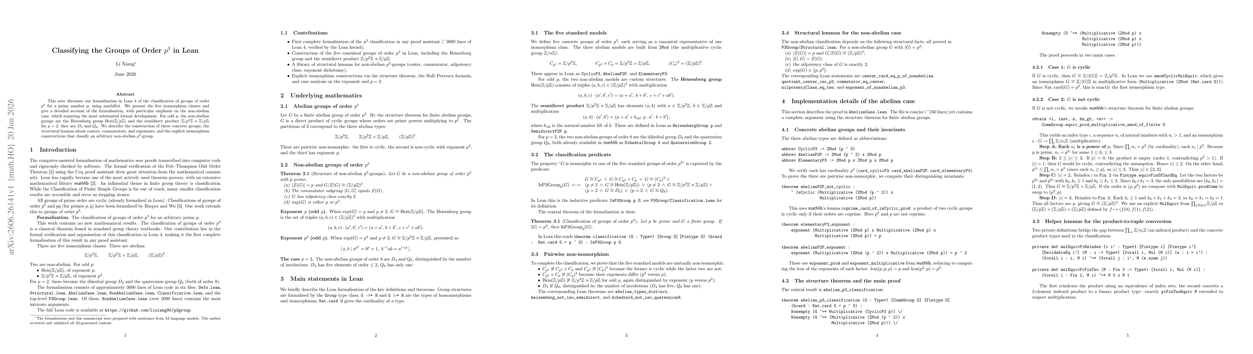 Thumbnail for Classifying the Groups of Order $p^3$ in Lean