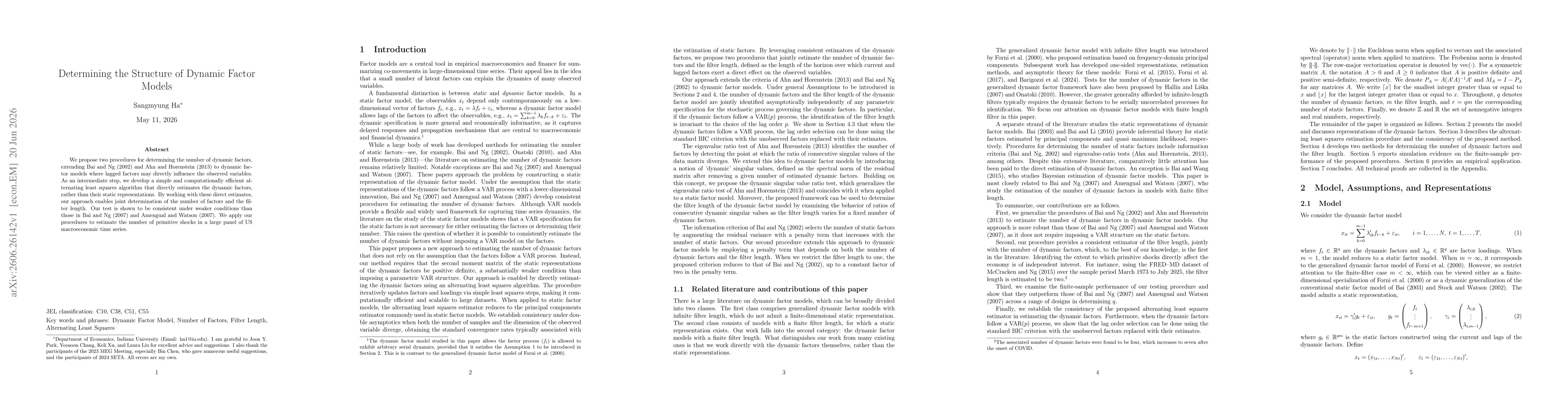 Thumbnail for Determining the Structure of Dynamic Factor Models