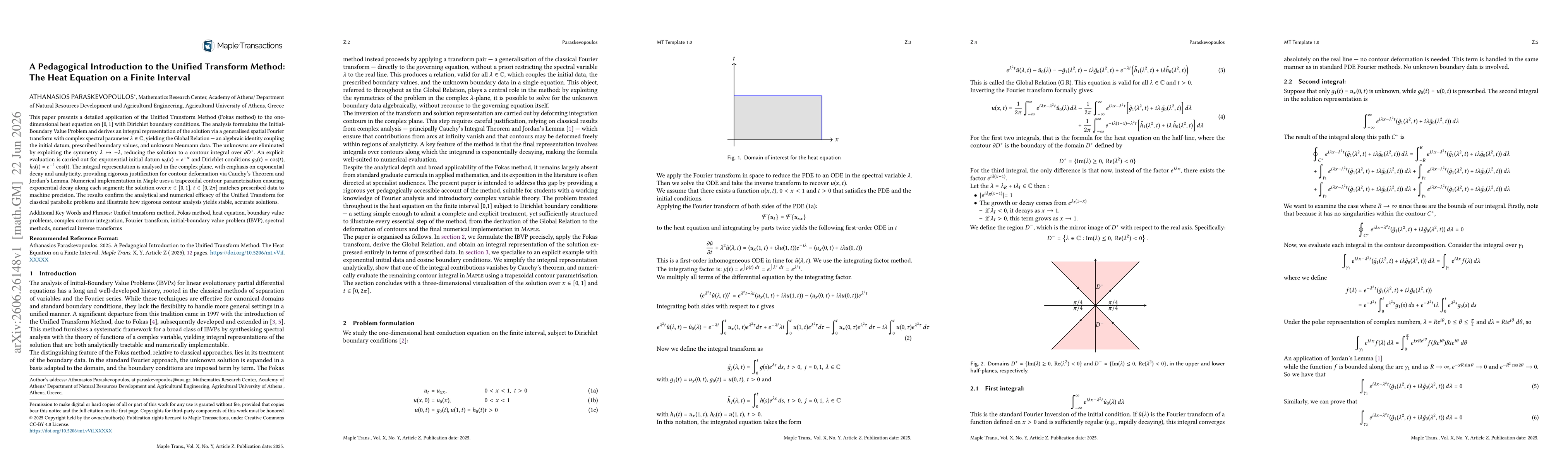 Thumbnail for A Pedagogical Introduction to the Unified Transform Method: The Heat Equation on a Finite Interval