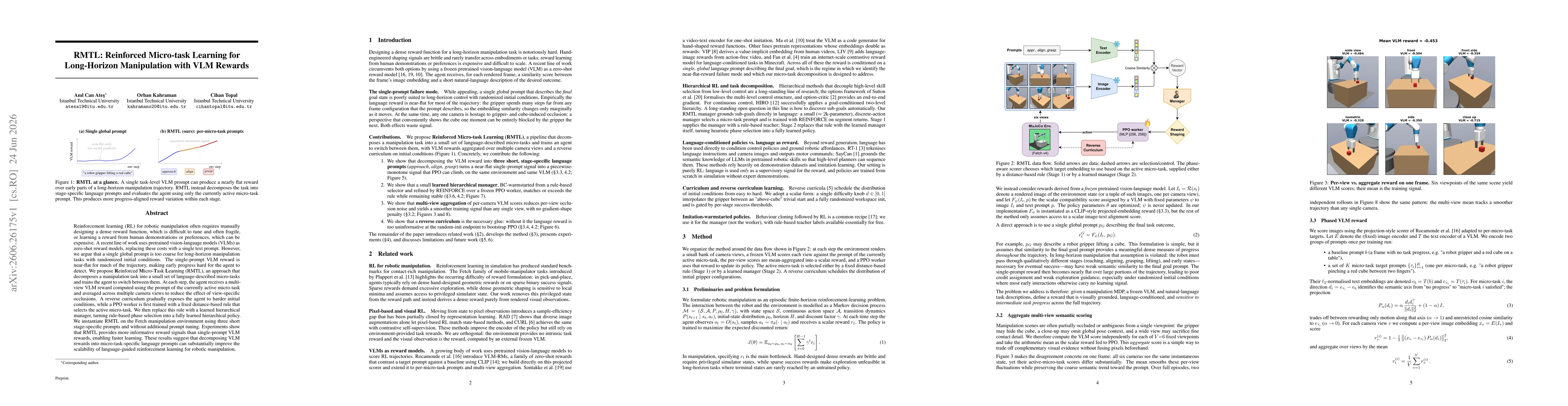 Thumbnail for RMTL: Reinforced Micro-task Learning for Long-Horizon Manipulation with VLM Rewards