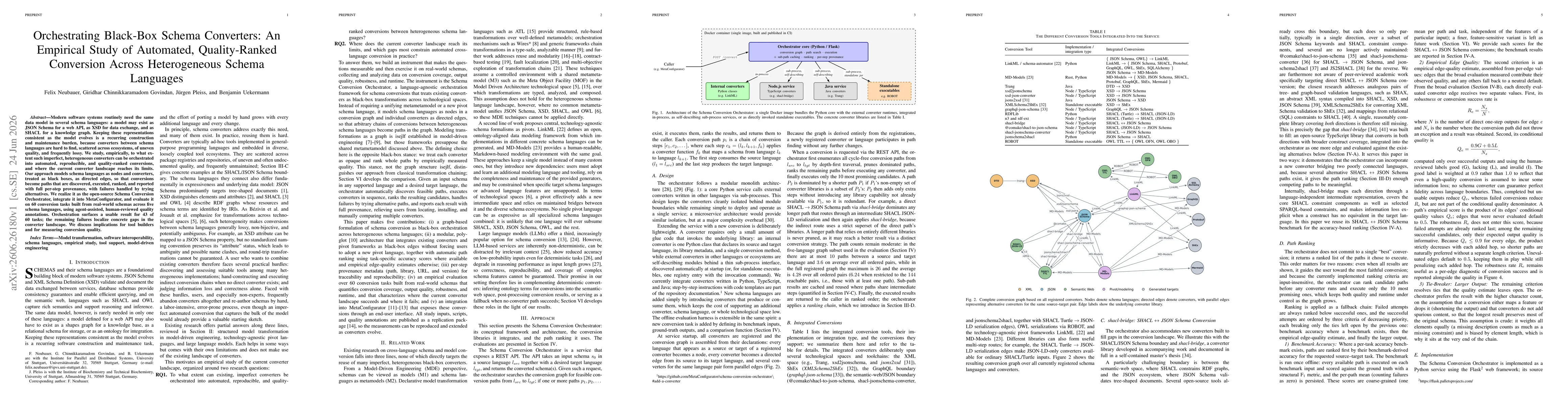 Thumbnail for Orchestrating Black-Box Schema Converters: An Empirical Study of Automated, Quality-Ranked Conversion Across Heterogeneous Schema Languages