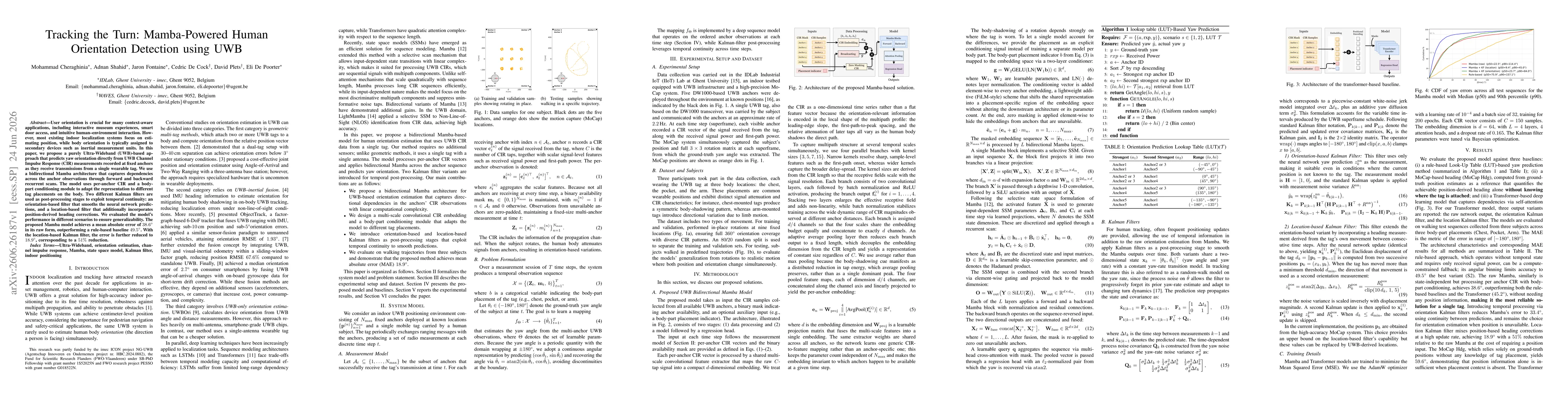Thumbnail for Tracking the Turn: Mamba-Powered Human Orientation Detection using UWB