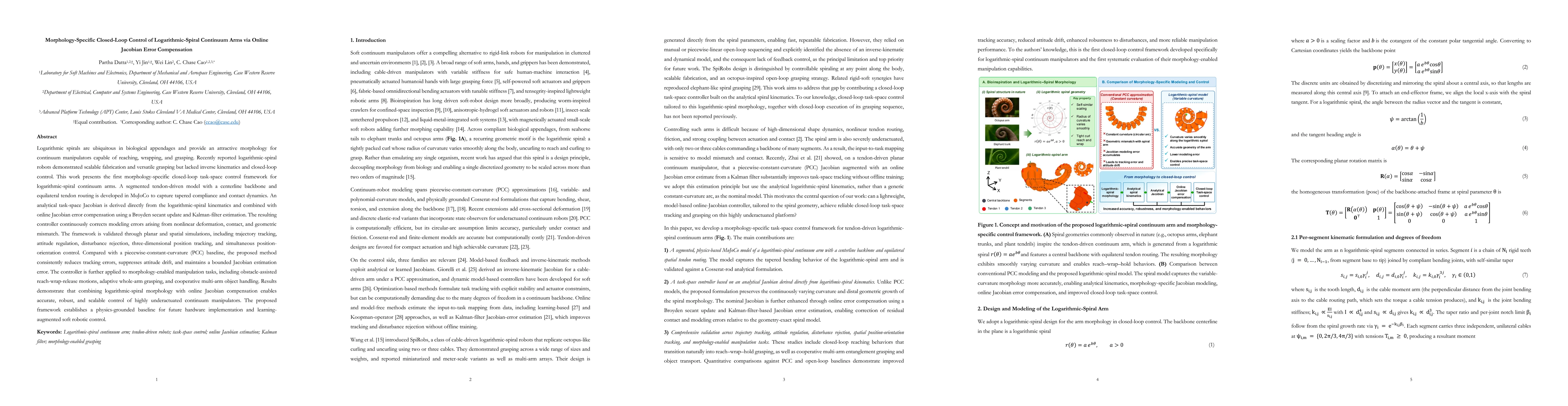 Thumbnail for Morphology-Specific Closed-Loop Control of Logarithmic-Spiral Continuum Arms via Online Jacobian Error Compensation