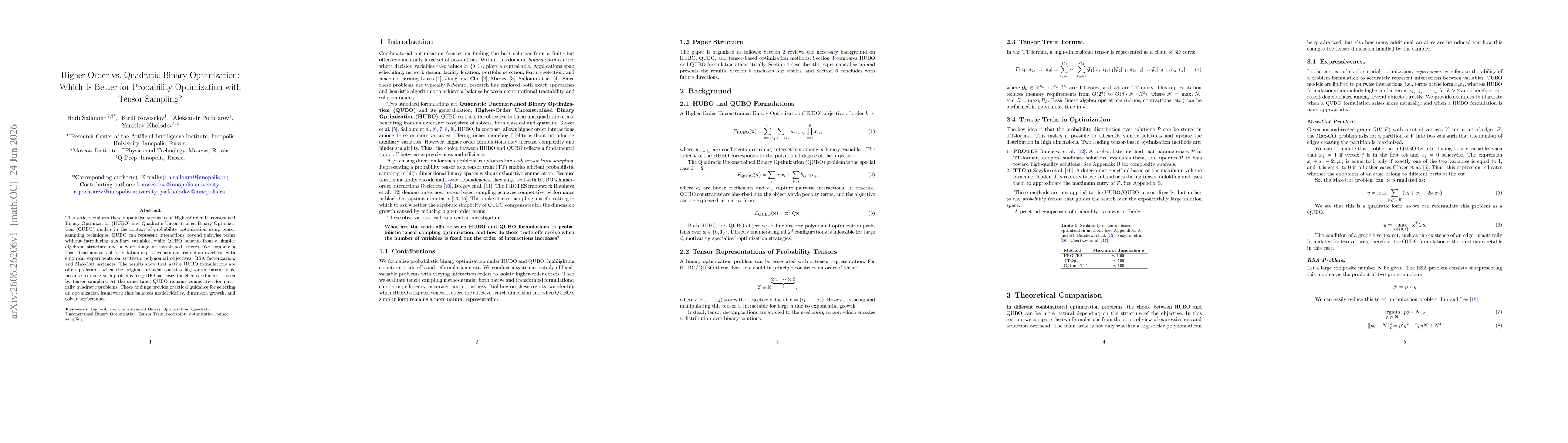 Thumbnail for Higher-Order vs. Quadratic Binary Optimization: Which Is Better for Probability Optimization with Tensor Sampling?