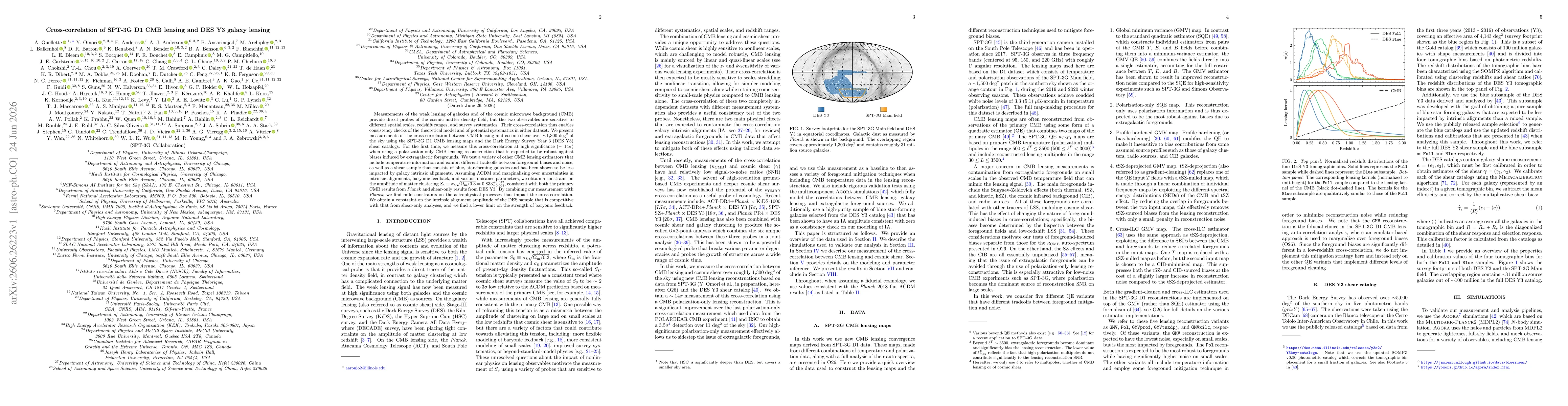 Thumbnail for Cross-correlation of SPT-3G D1 CMB lensing and DES Y3 galaxy lensing