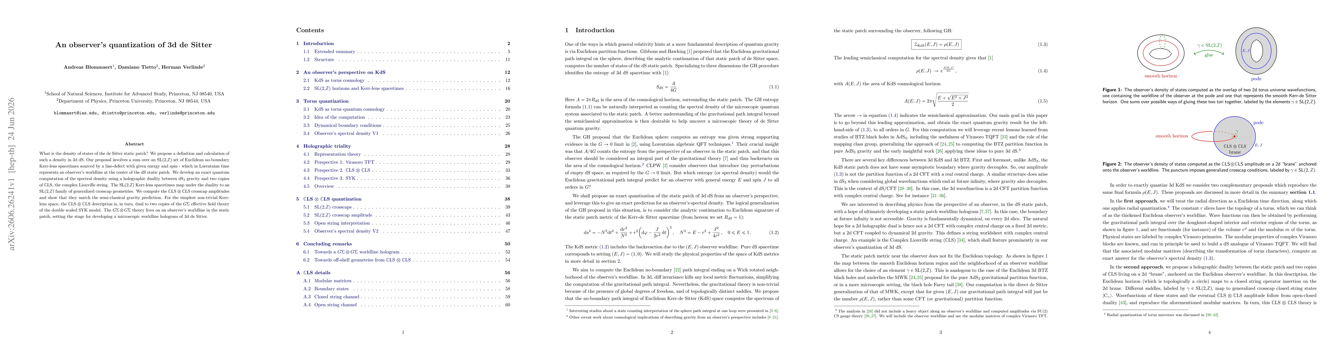 Thumbnail for An observer's quantization of 3d de Sitter