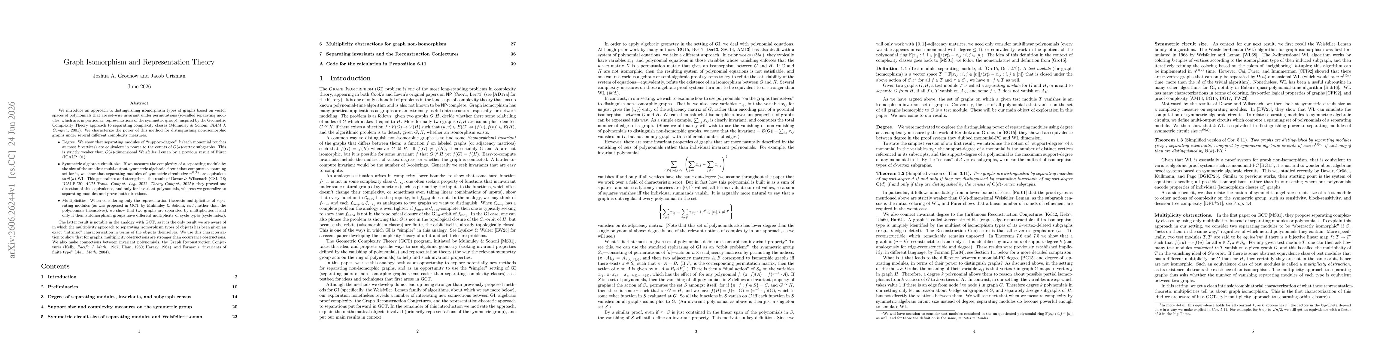 Thumbnail for Graph Isomorphism and Representation Theory
