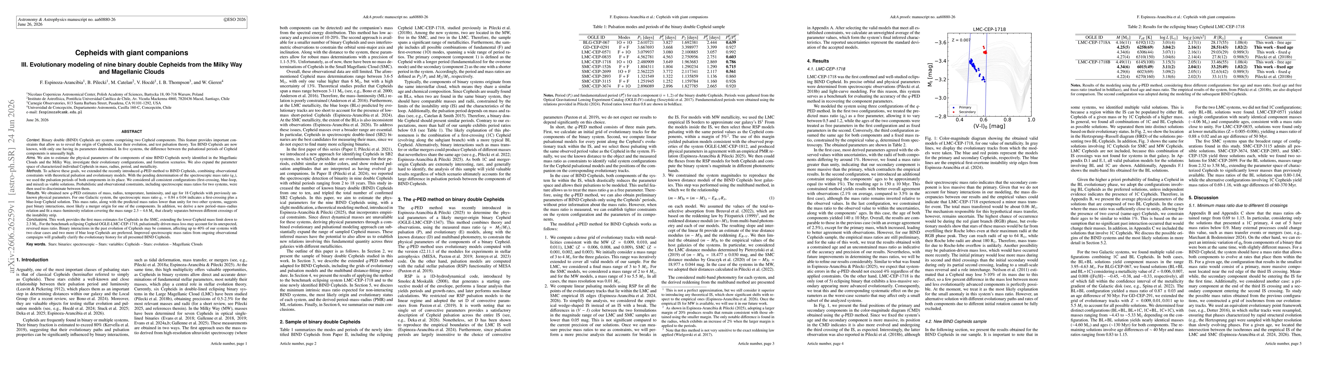 Thumbnail for Cepheids with giant companions III. Evolutionary modeling of nine binary double Cepheids from the Milky Way and Magellanic Clouds