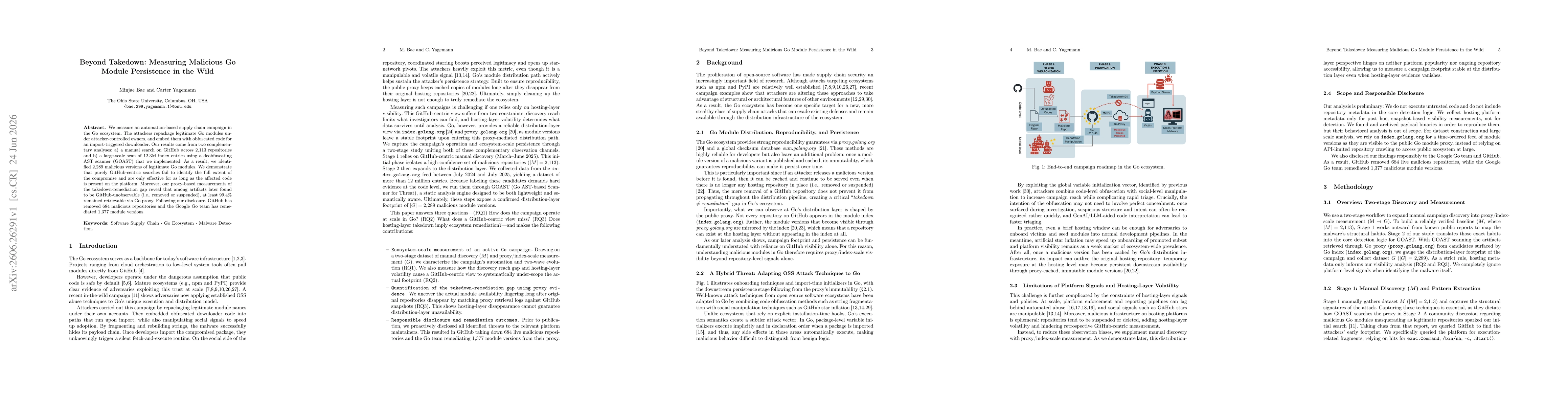Thumbnail for Beyond Takedown: Measuring Malicious Go Module Persistence in the Wild