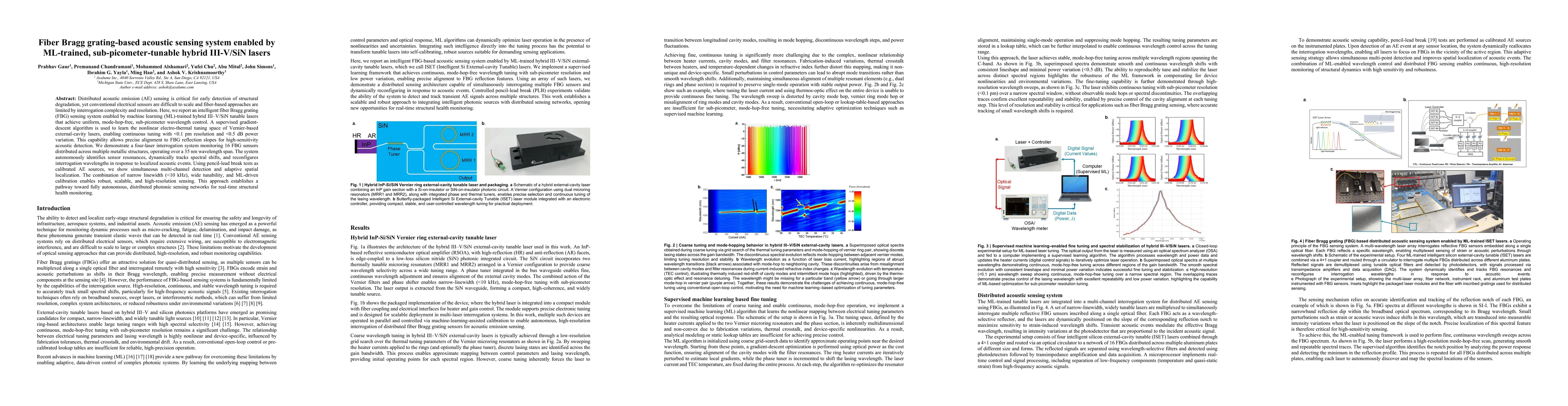 Thumbnail for Fiber Bragg grating-based acoustic sensing system enabled by ML-trained, sub-picometer-tunable hybrid III-V/SiN lasers