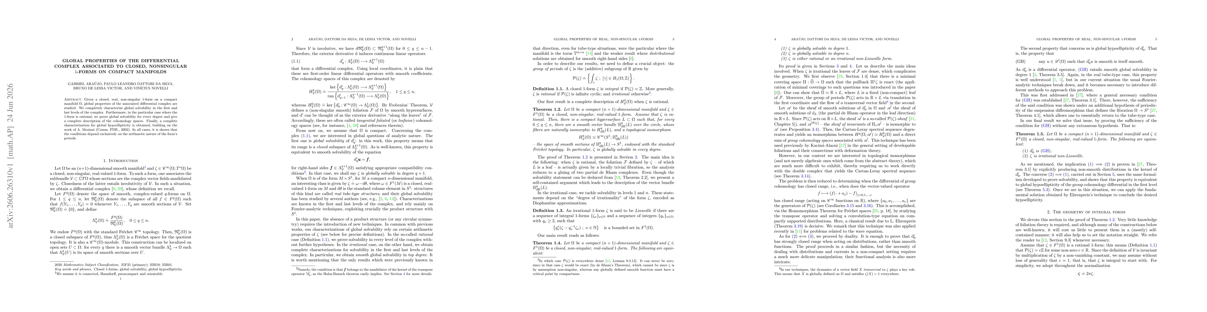 Thumbnail for Global properties of the differential complex associated to closed, nonsingular $1$-forms on compact manifolds