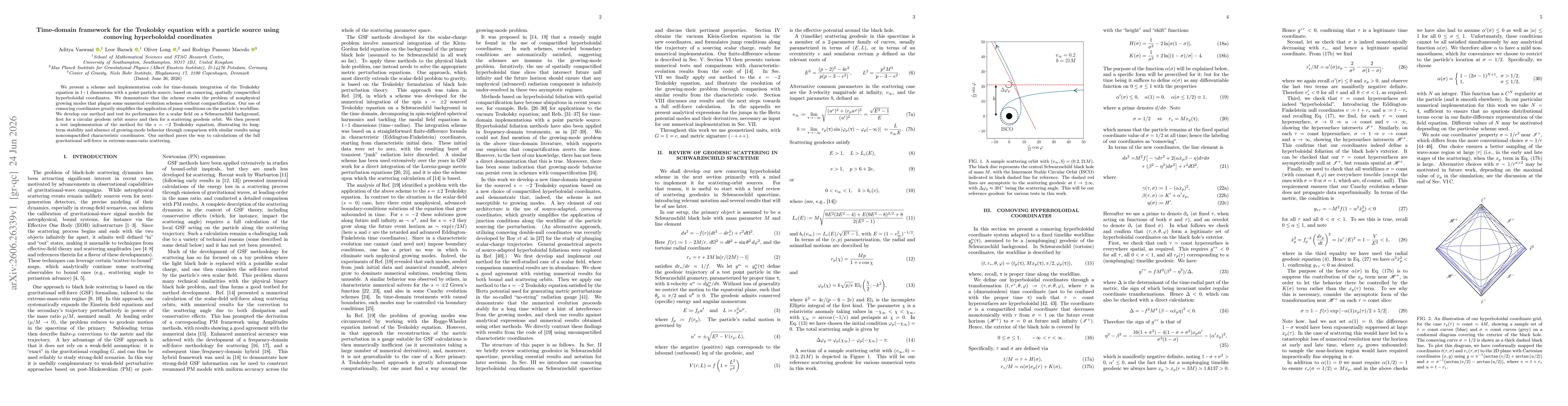 Thumbnail for Time-domain framework for the Teukolsky equation with a particle source using comoving hyperboloidal coordinates