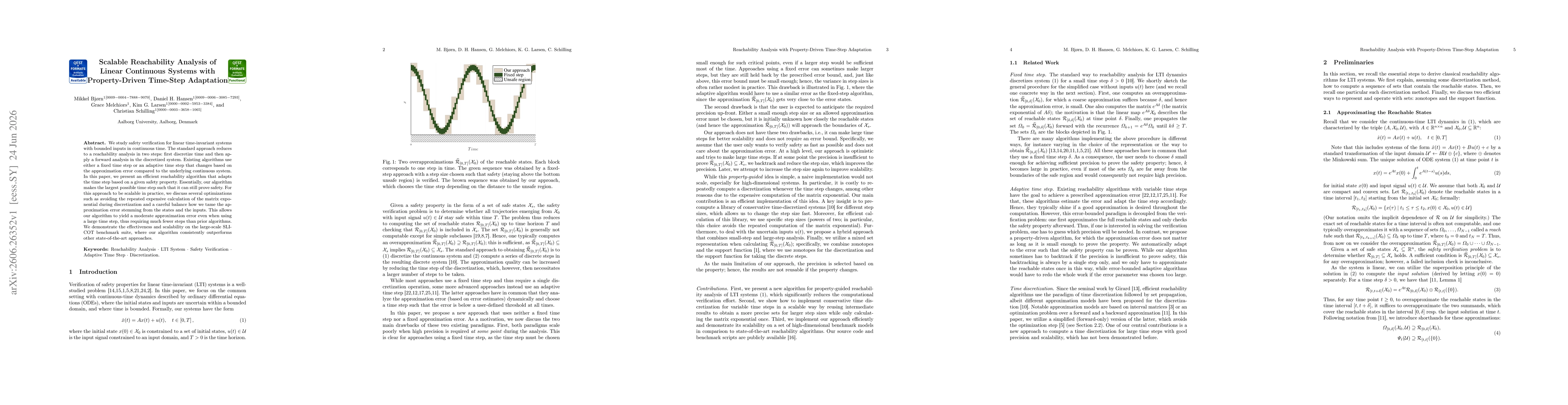 Thumbnail for Scalable Reachability Analysis of Linear Continuous Systems with Property-Driven Time-Step Adaptation