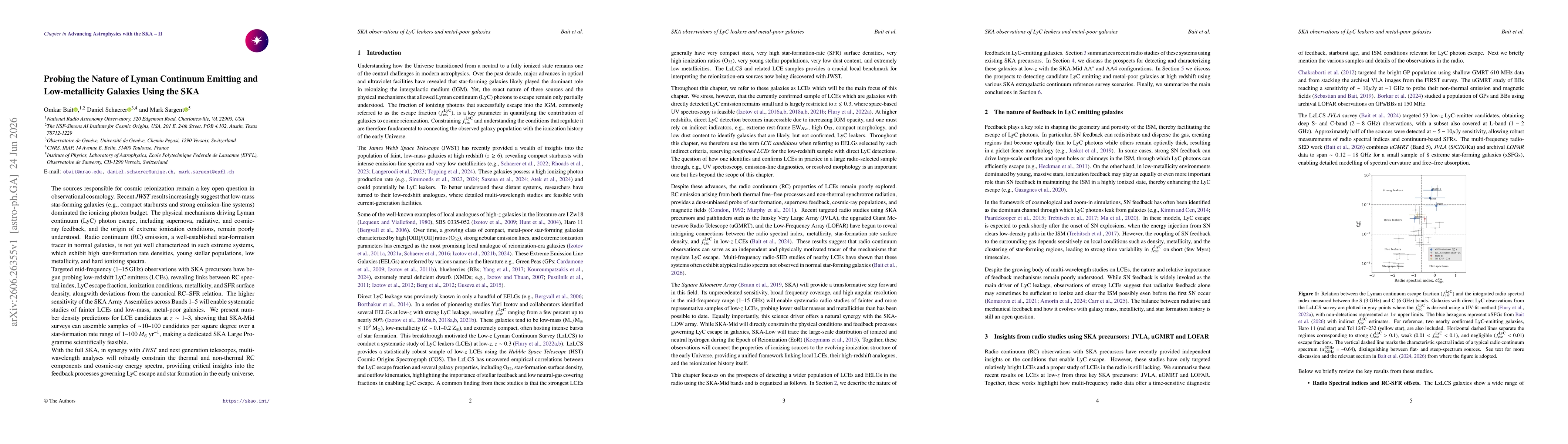 Thumbnail for Probing the Nature of Lyman Continuum Emitting and Low-metallicity Galaxies Using the SKA