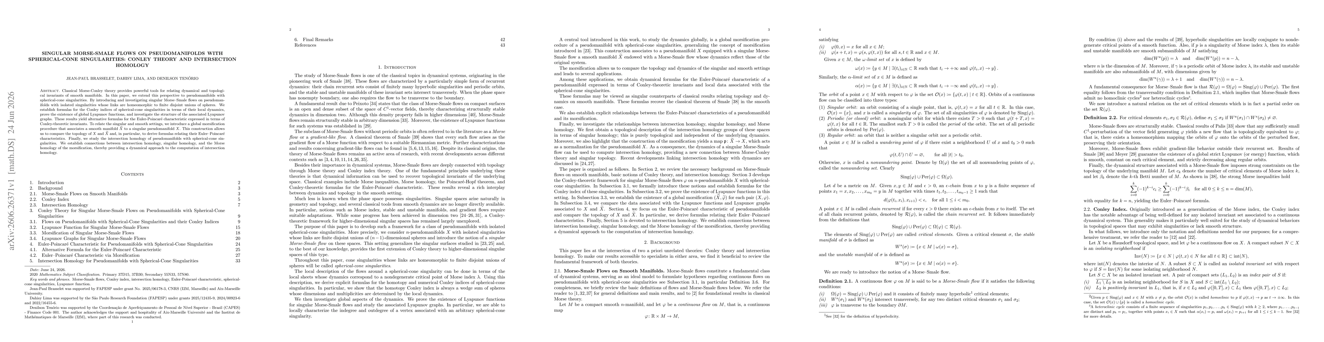 Thumbnail for Singular Morse-Smale Flows on Pseudomanifolds with Spherical-Cone Singularities: Conley Theory and Intersection Homology