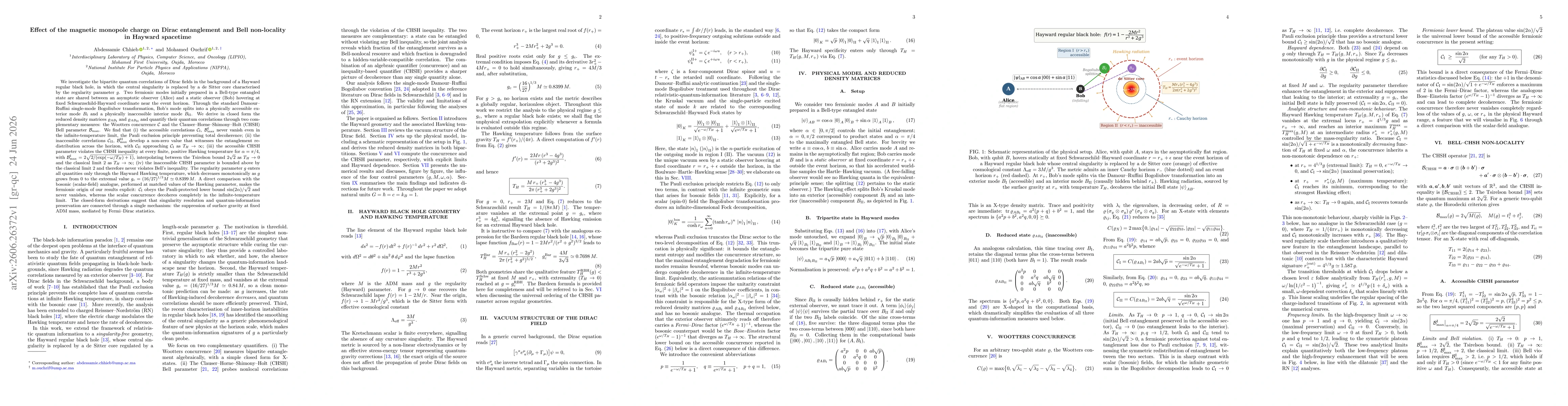 Thumbnail for Effect of the magnetic monopole charge on Dirac entanglement and Bell non-locality in Hayward spacetime