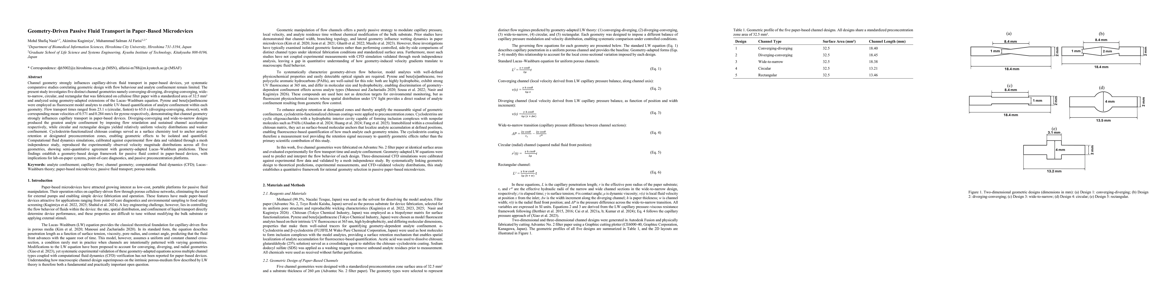 Thumbnail for Geometry-Driven Passive Fluid Transport in Paper-Based Microdevices