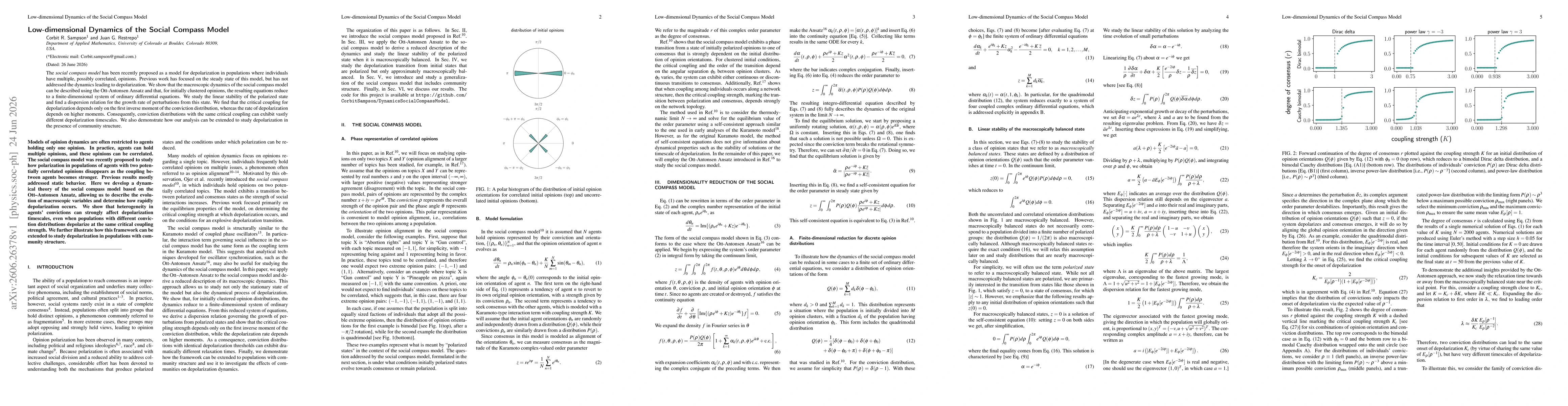 Thumbnail for Low-dimensional Dynamics of the Social Compass Model