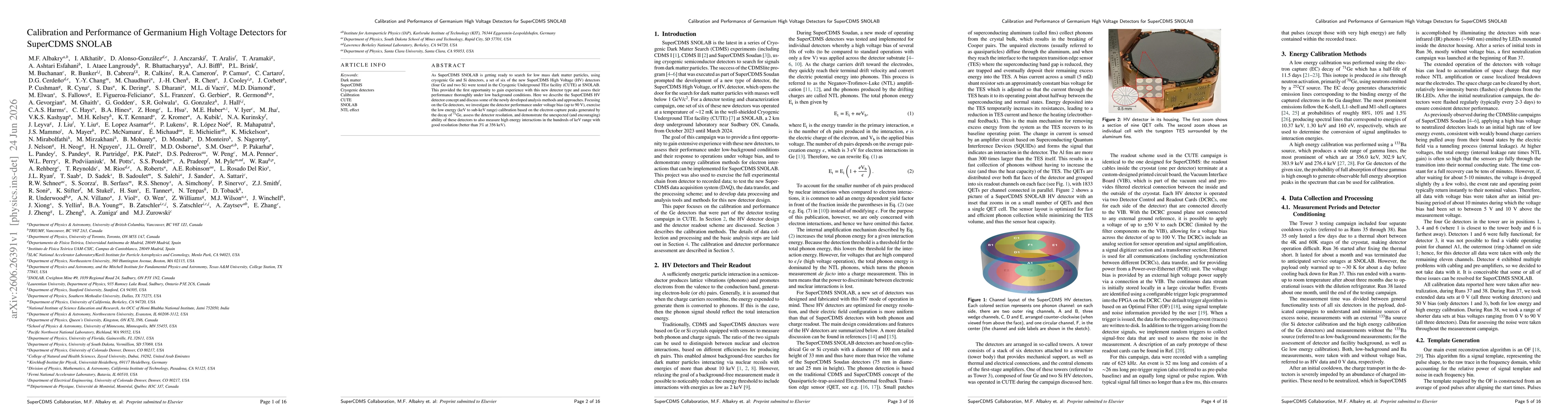 Thumbnail for Calibration and Performance of Germanium High Voltage Detectors for SuperCDMS SNOLAB