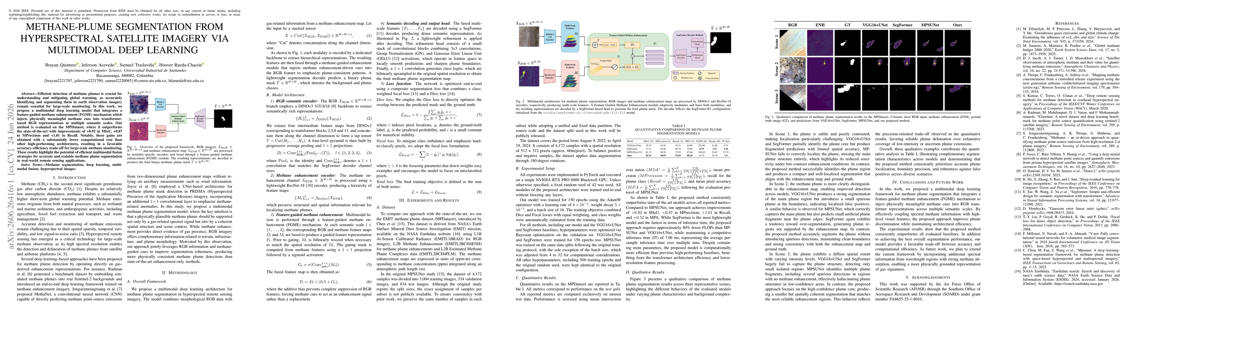Thumbnail for Methane-Plume Segmentation From Hyperspectral Satellite Imagery Via Multimodal Deep Learning