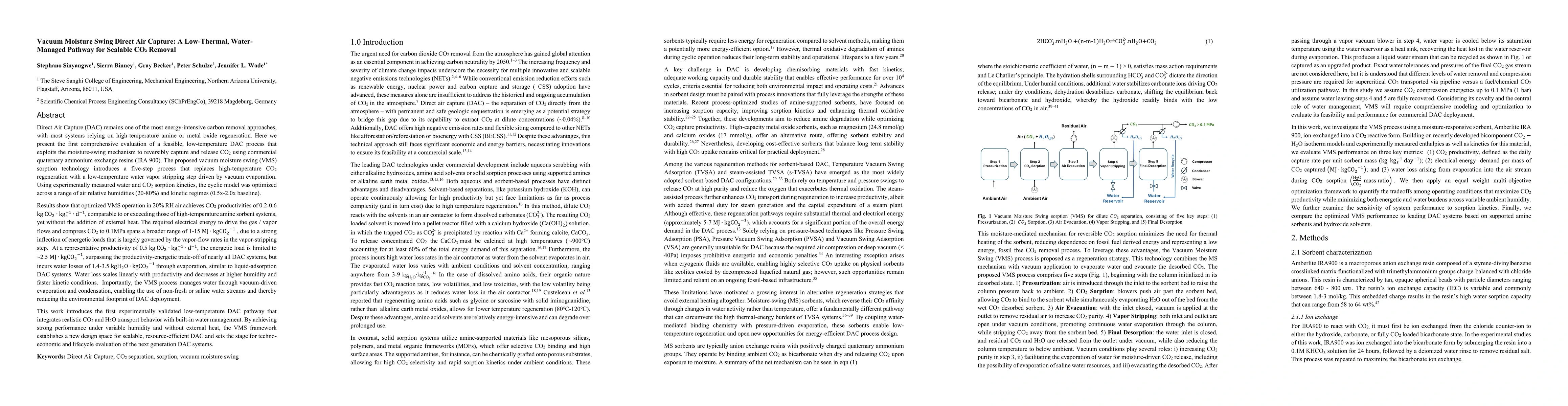 Thumbnail for Vacuum Moisture Swing Direct Air Capture: A Low-Thermal, Water-Managed Pathway for Scalable CO2 Removal