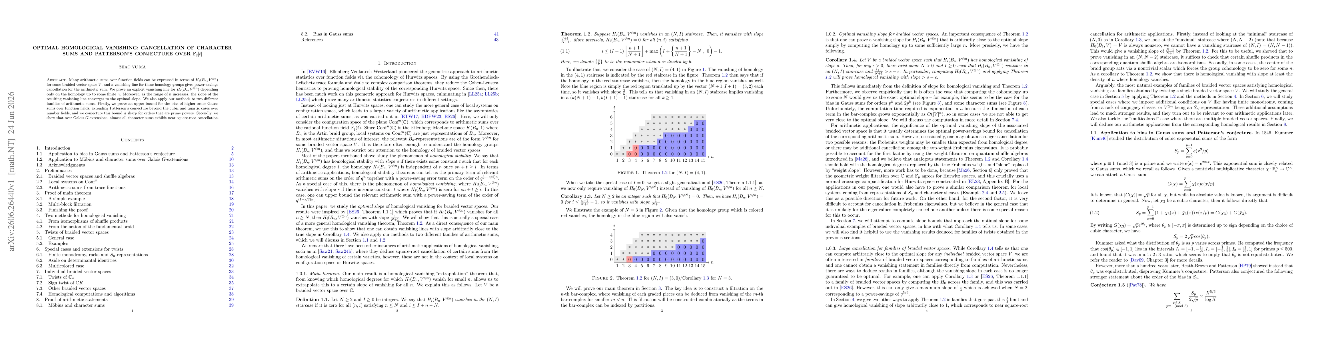 Thumbnail for Optimal homological vanishing: cancellation of character sums and Patterson's conjecture over $\mathbb{F}_q[t]$