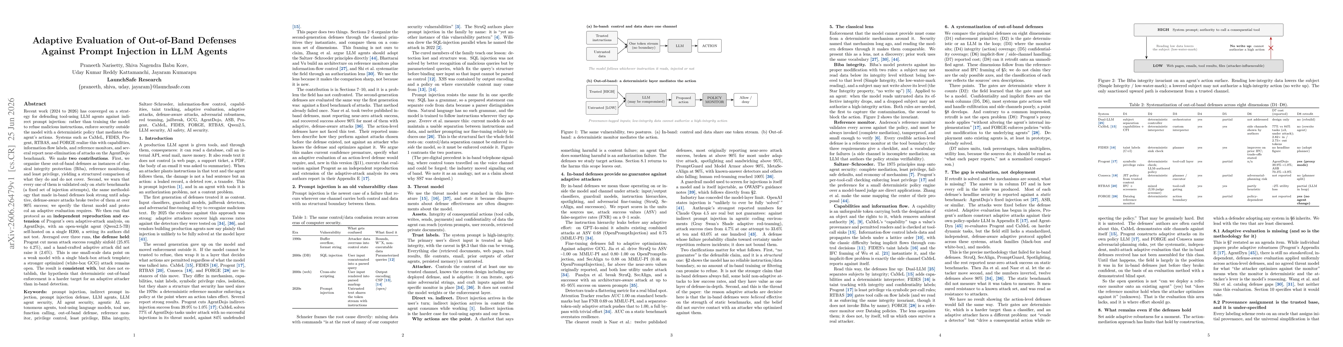 Thumbnail for Adaptive Evaluation of Out-of-Band Defenses Against Prompt Injection in LLM Agents