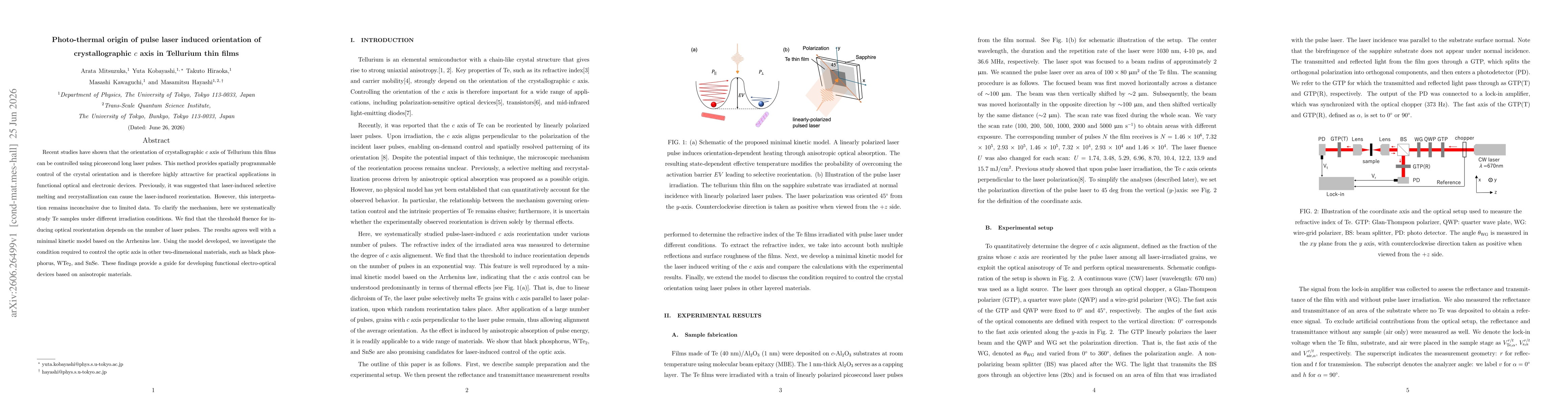 Thumbnail for Photo-thermal origin of pulse laser induced orientation of crystallographic c axis in Tellurium thin films