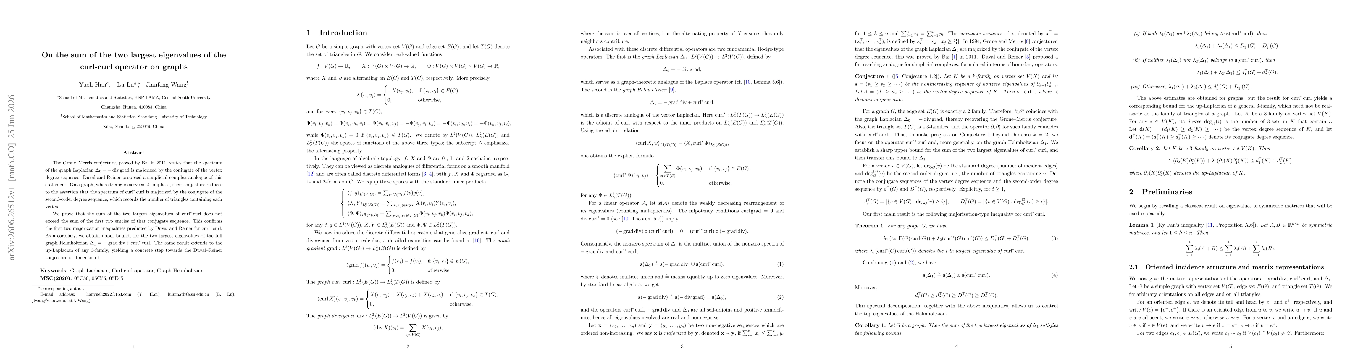 Thumbnail for On the sum of the two largest eigenvalues of the curl-curl operator on graphs