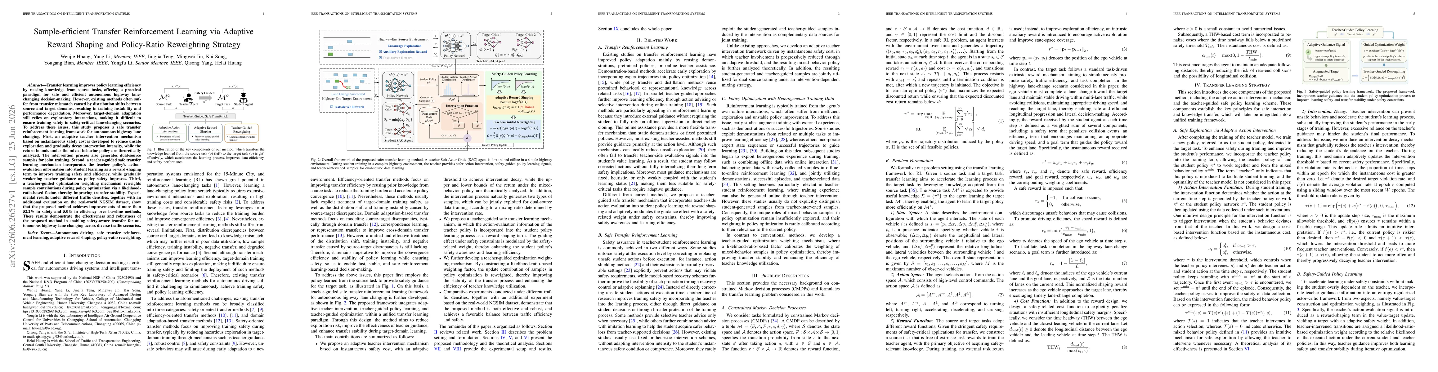Thumbnail for Sample-efficient Transfer Reinforcement Learning via Adaptive Reward Shaping and Policy-Ratio Reweighting Strategy