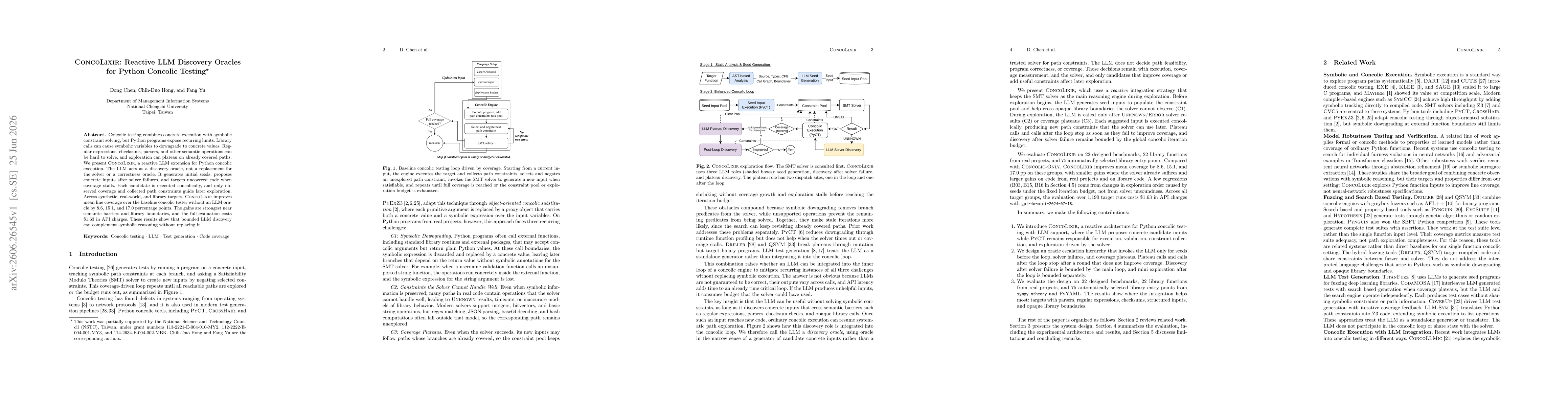 Thumbnail for ConcoLixir: Reactive LLM Discovery Oracles for Python Concolic Testing