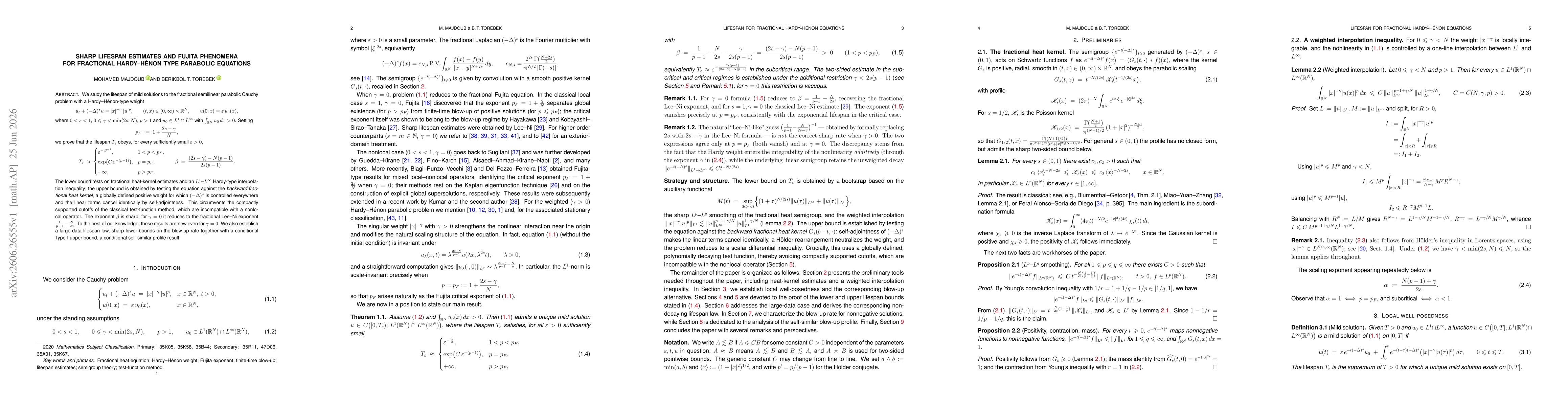 Thumbnail for Sharp Lifespan Estimates and Fujita Phenomena for Fractional Hardy-Hénon Type Parabolic Equations
