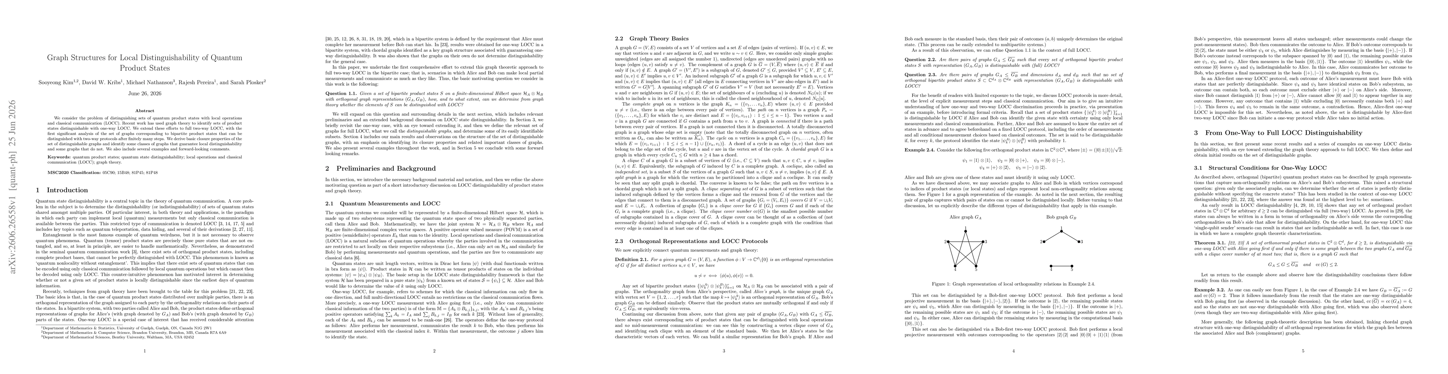 Thumbnail for Graph Structures for Local Distinguishability of Quantum Product States