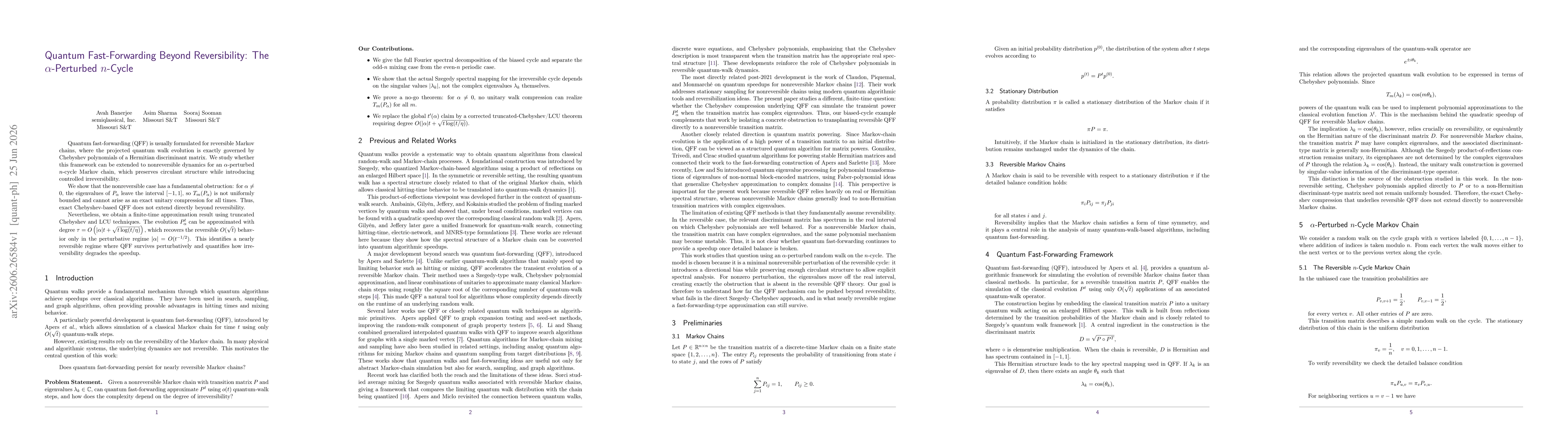 Thumbnail for Quantum Fast-Forwarding Beyond Reversibility: The $α$-Perturbed $n$-Cycle