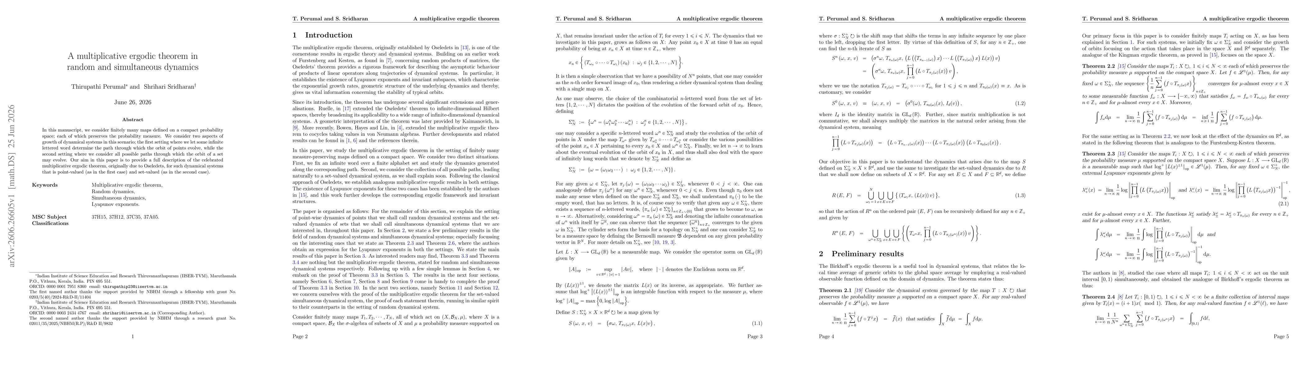 Thumbnail for A multiplicative ergodic theorem in random and simultaneous dynamics