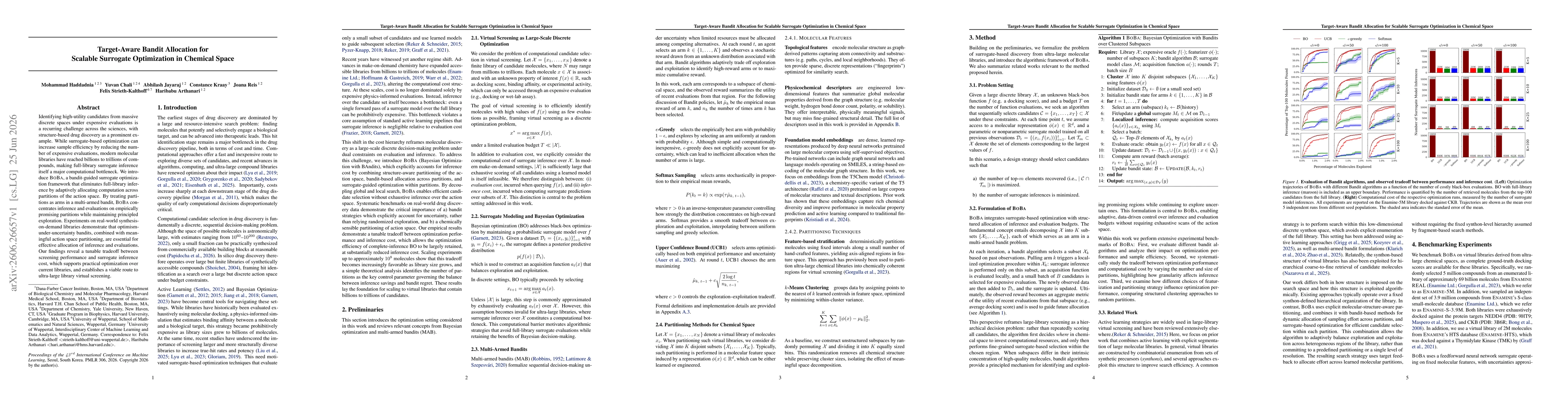 Thumbnail for Target-Aware Bandit Allocation for Scalable Surrogate Optimization in Chemical Space