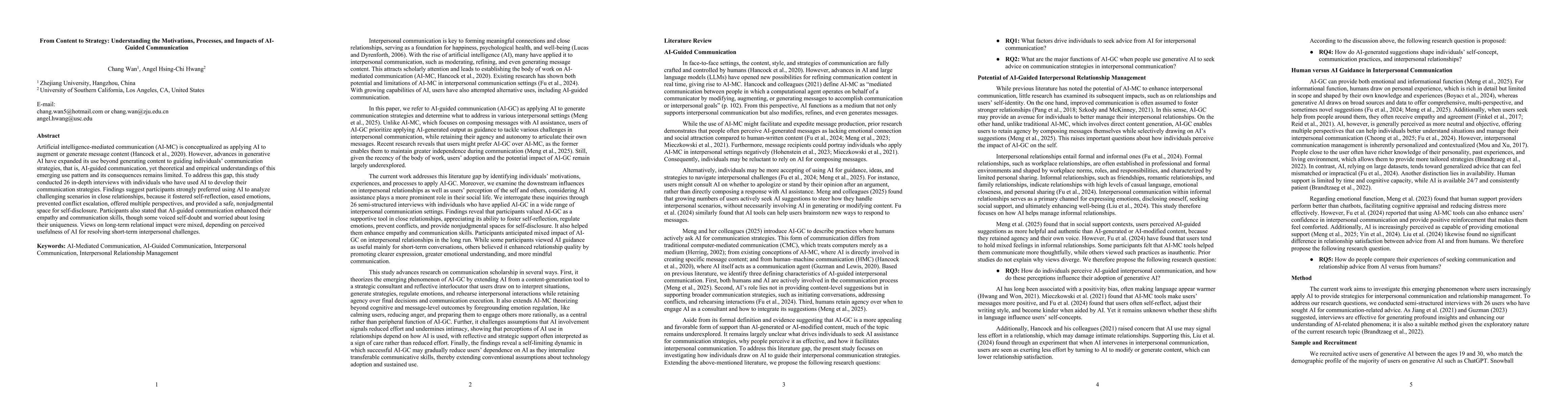 Thumbnail for From Content to Strategy: Understanding the Motivations, Processes, and Impacts of AI-Guided Communication