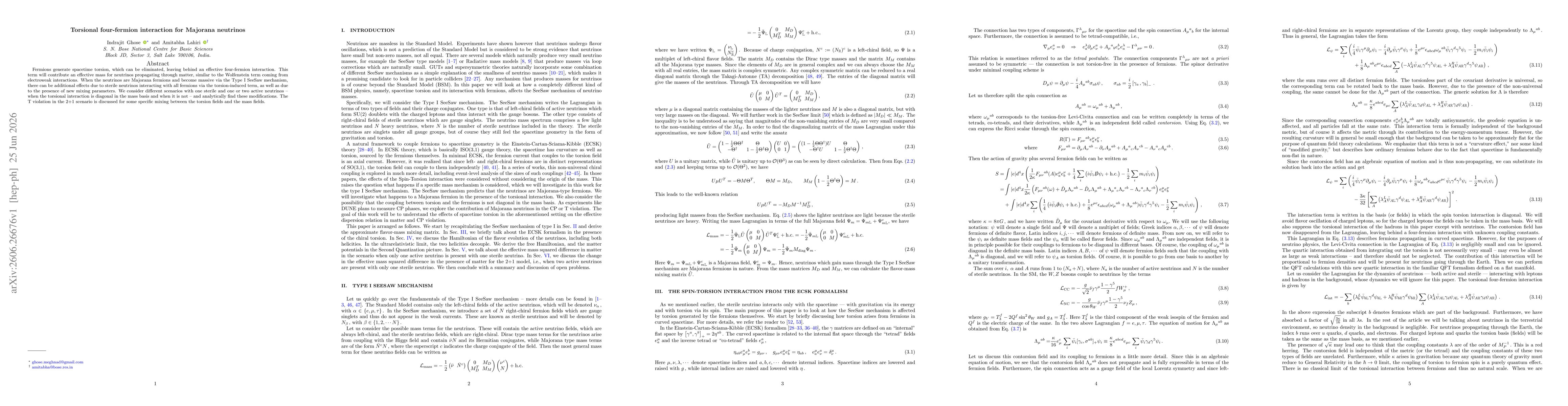 Thumbnail for Torsional four-fermion interaction for Majorana neutrinos