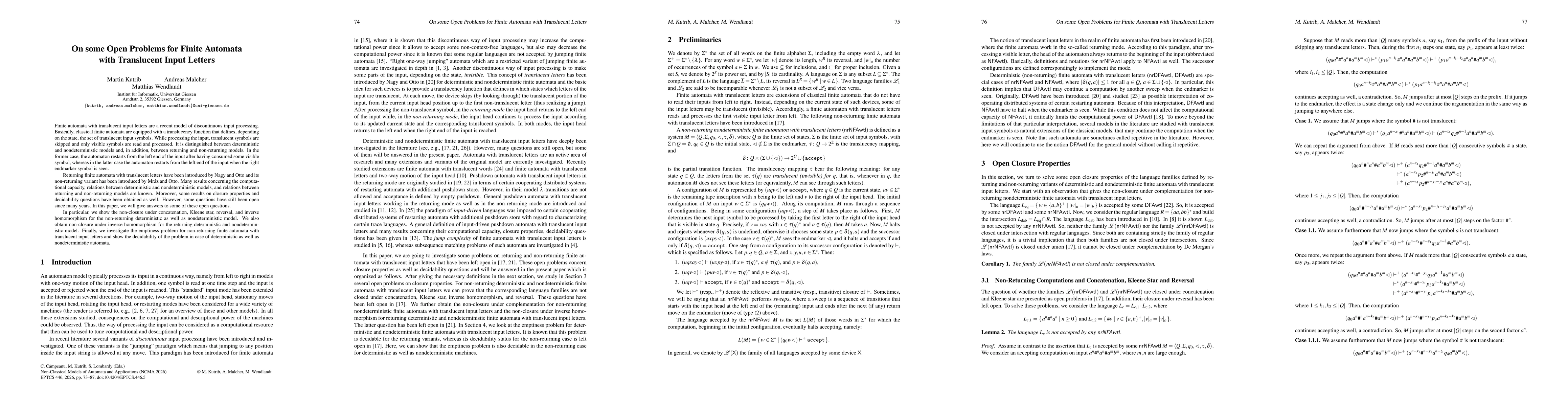 Thumbnail for On some Open Problems for Finite Automata with Translucent Input Letters