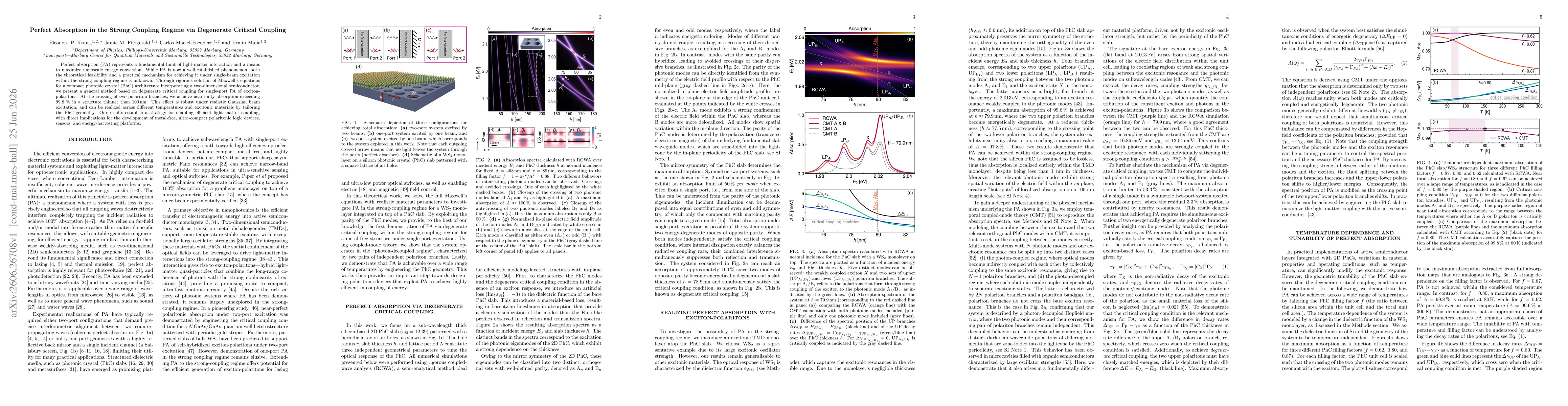 Thumbnail for Perfect Absorption in the Strong Coupling Regime via Degenerate Critical Coupling