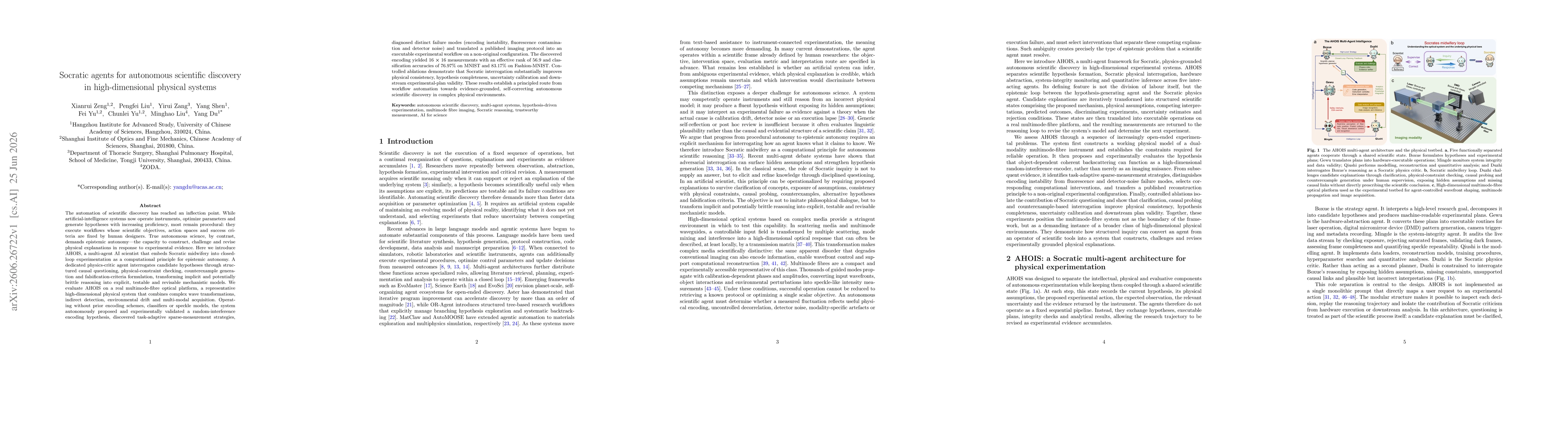 Thumbnail for Socratic agents for autonomous scientific discovery in high-dimensional physical systems