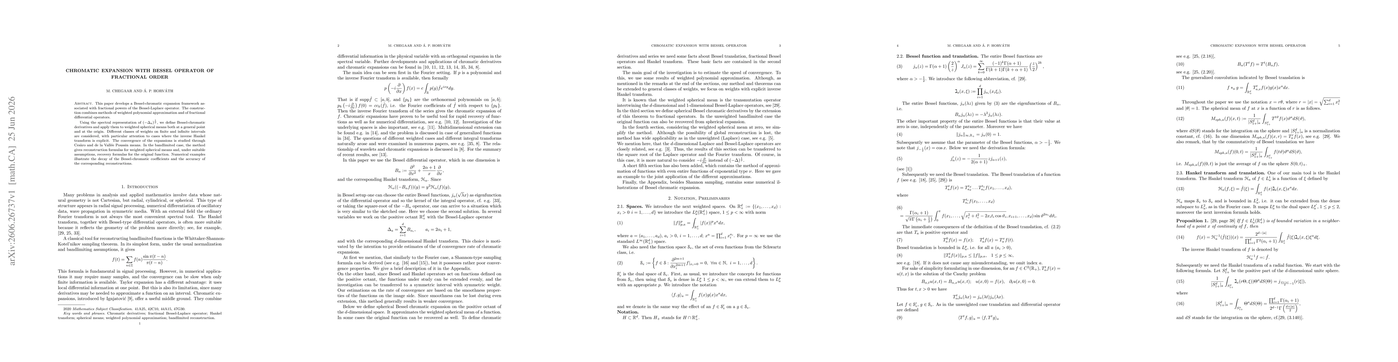 Thumbnail for Chromatic expansion with Bessel operator of fractional order