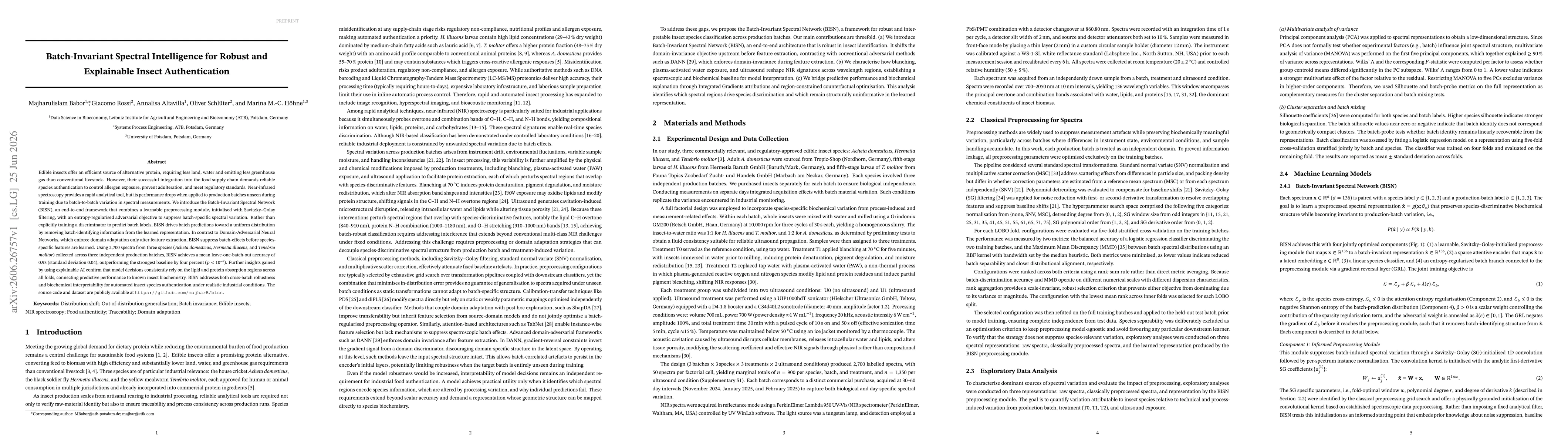 Thumbnail for Batch-Invariant Spectral Intelligence for Robust and Explainable Insect Authentication