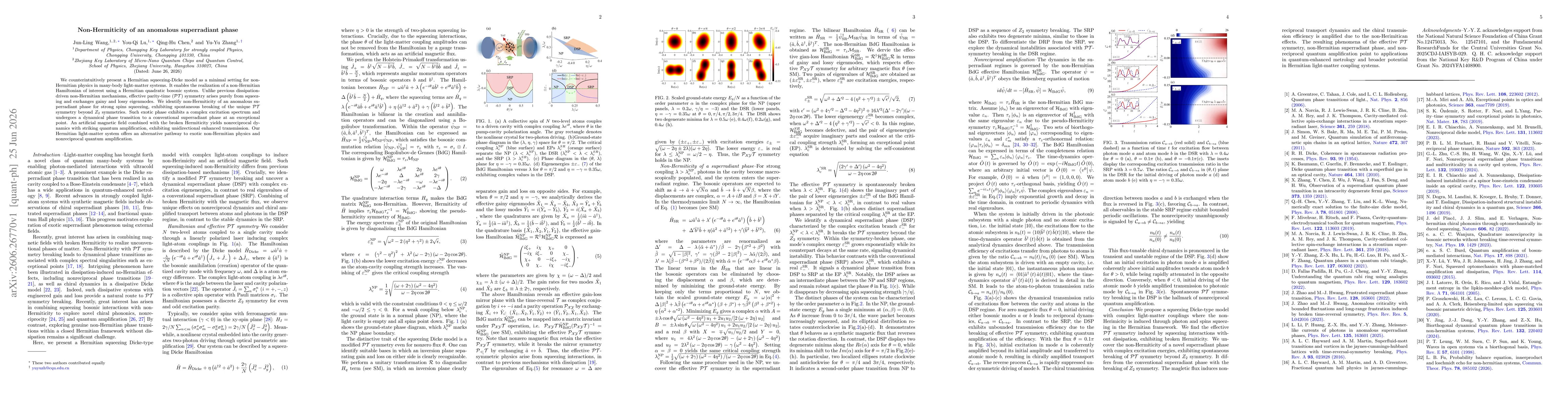 Thumbnail for Non-Hermiticity of an anomalous superradiant phase