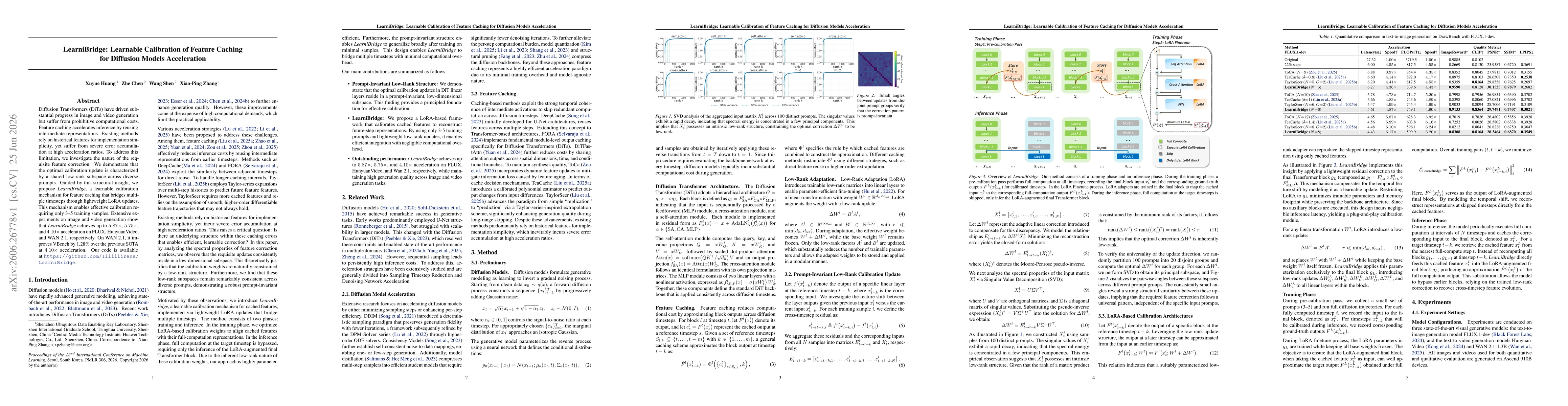 Thumbnail for LearniBridge: Learnable Calibration of Feature Caching for Diffusion Models Acceleration