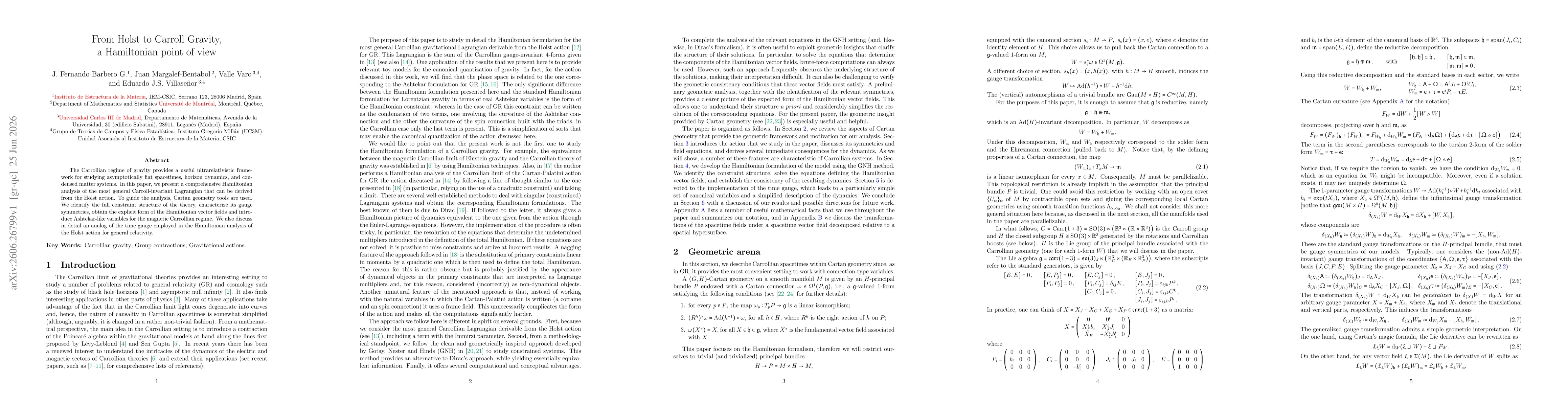 Thumbnail for From Holst to Carroll Gravity, a Hamiltonian point of view