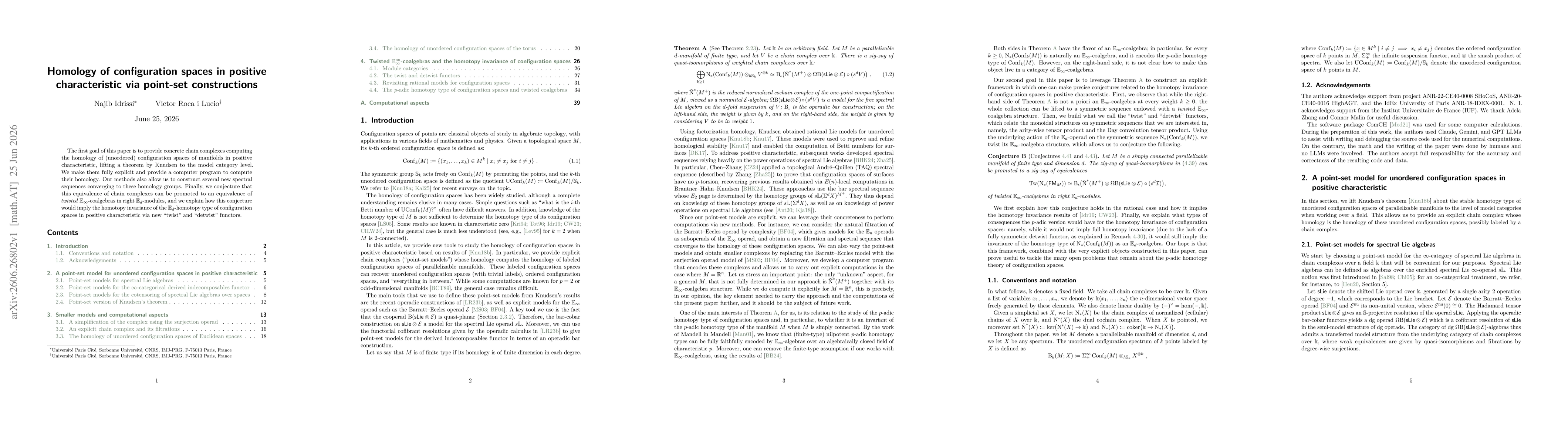 Thumbnail for Homology of configuration spaces in positive characteristic via point-set constructions