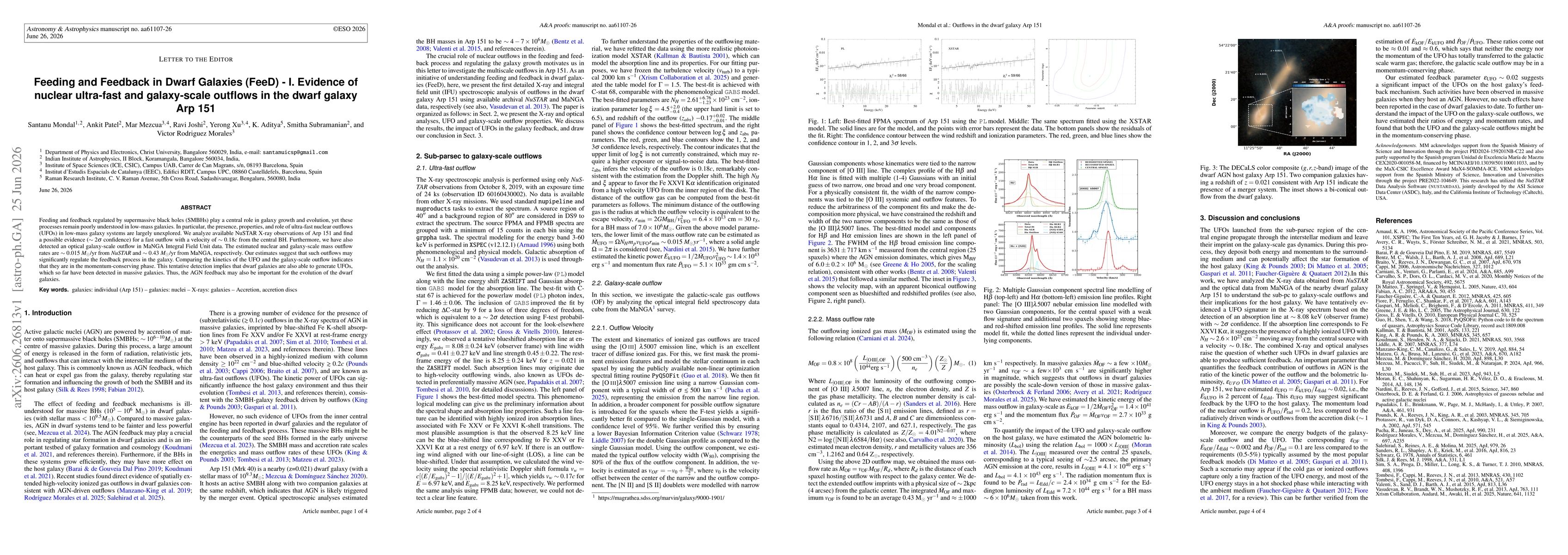 Thumbnail for Feeding and Feedback in Dwarf Galaxies (FeeD) -- I. Evidence of nuclear ultra-fast and galaxy-scale outflows in the dwarf galaxy Arp 151